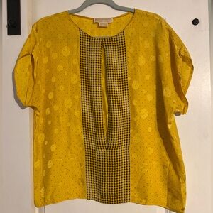 MICHAEL Michael Kors Yellow Blouse with Black Pattern